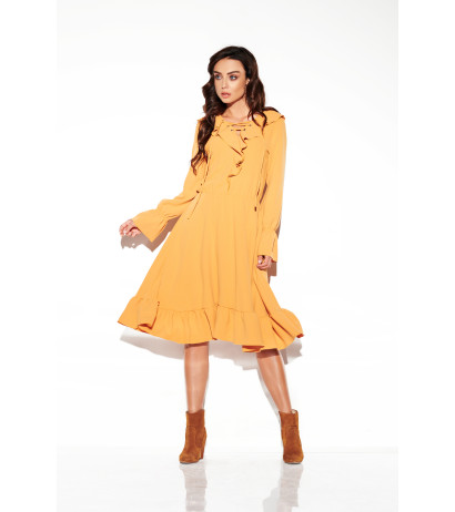 Dress with laced cleavage in colours L313 camel