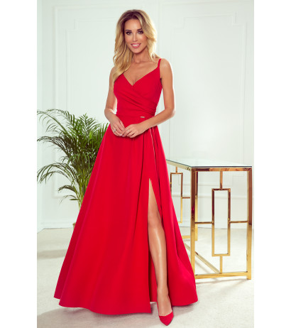  299-1 CHIARA elegant maxi dress with straps - red 