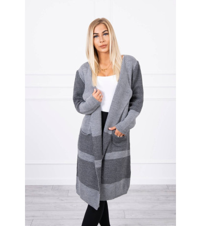 Sweter z klapami szary+czarny