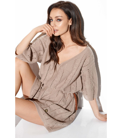 Openwork boho dress LS282 latte
