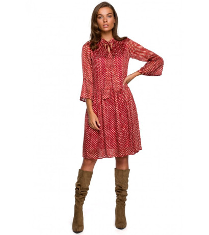 S237 The neck chiffon dress with irregural print - model 2