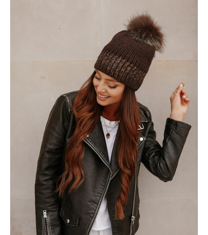 Cap with pompom in delicate leopard print LGK125 