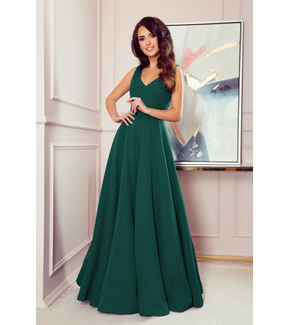  246-4 CINDY long dress with a neckline - green 