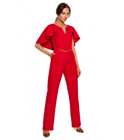 M670 Cape-effect jumpsuit - red