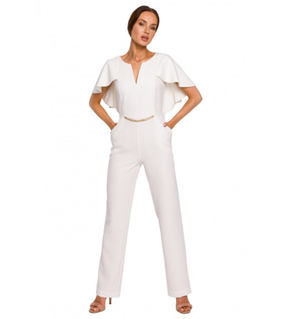 M670 Cape-effect jumpsuit - ecru