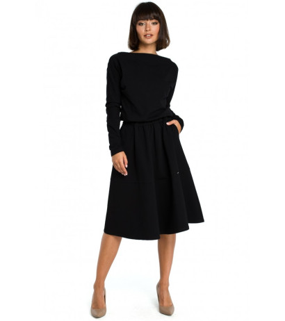 B087 Dress fit and flare midi - black