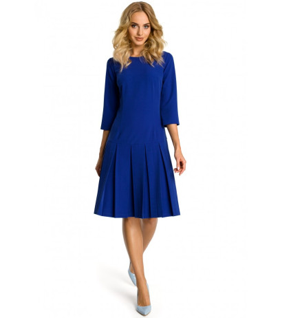 M336 Drop waist dress with pleats - royal blue