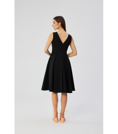 S358 Sleeveless fit and flare dress - black
