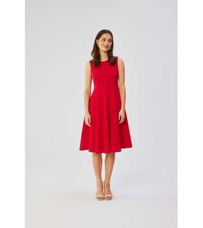 S358 Sleeveless fit and flare dress - red