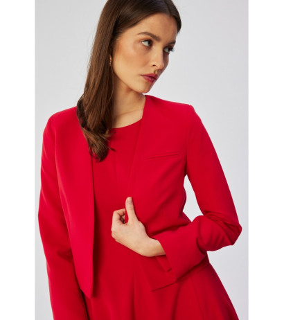 S368 Open front cropped blazer - red