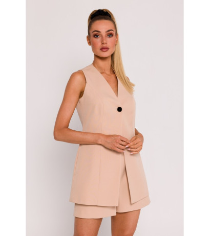 M776 Single button sleveless blazer - beige