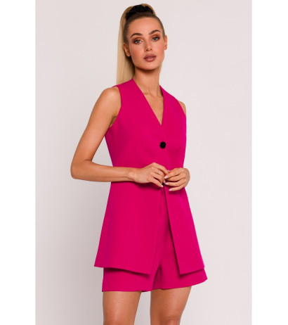 M776 Single button sleveless blazer - fuchsia