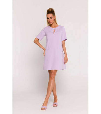 M788 Trapeze dress with front pockets - purple