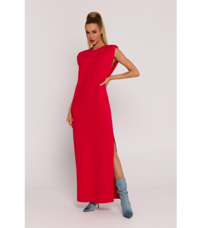 M790 Shoulder pad maxi dress - red