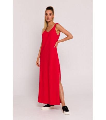M791 Deep V-neck maxi dress - red