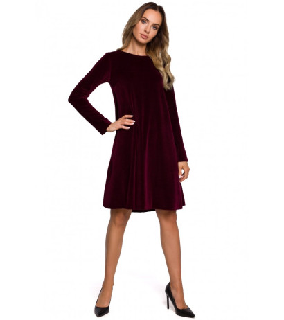 M566 Velvet Relaxed Fit Dress - maroon