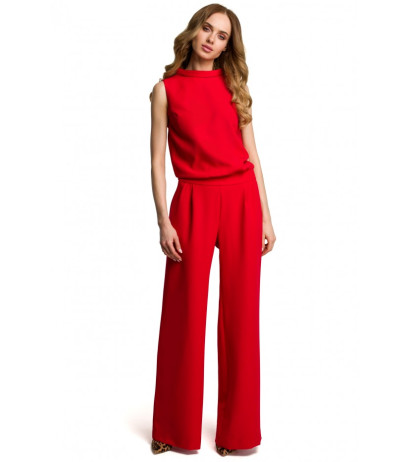 M382 Jumpsuit with split back - red