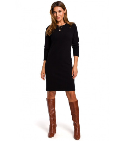 S178 Long sleeve sweater dress - black