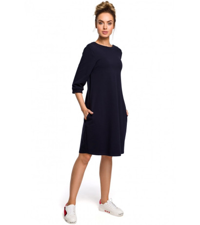 M417 Shift dress with a plunging back neckline - navy blue