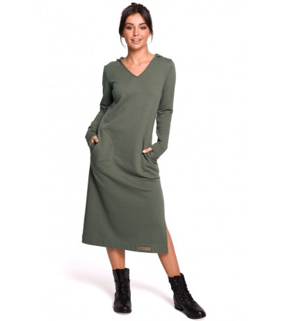 B128 Maxi hooded dress - khaki