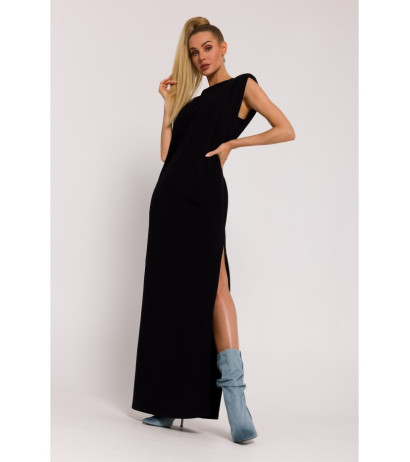 M790 Shoulder pad maxi dress - black