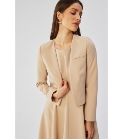 S368 Open front cropped blazer - beige