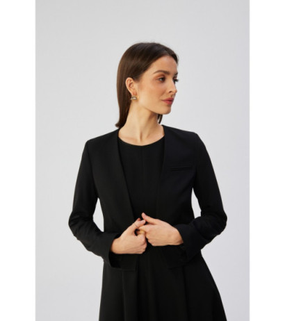 S368 Open front cropped blazer - black